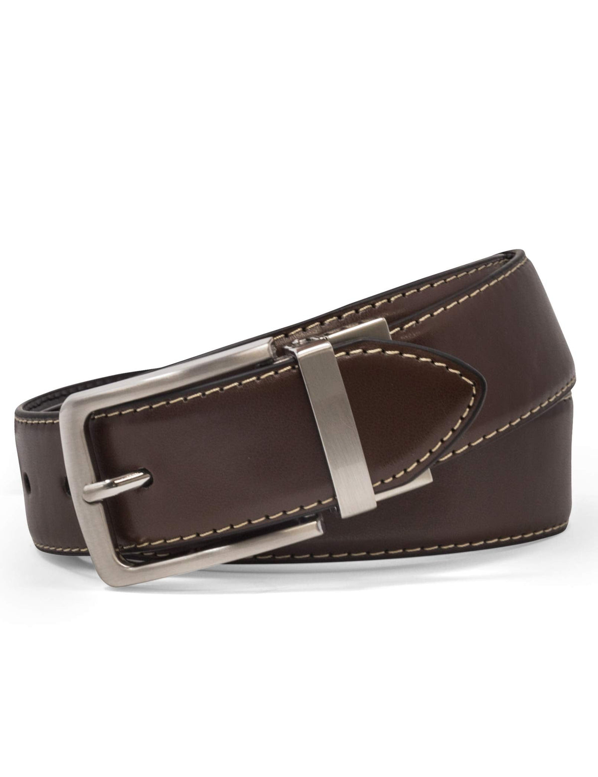 Steve Madden Reversible Men's Dress Casual Every Day Leather Belt, Brown/Black, 44