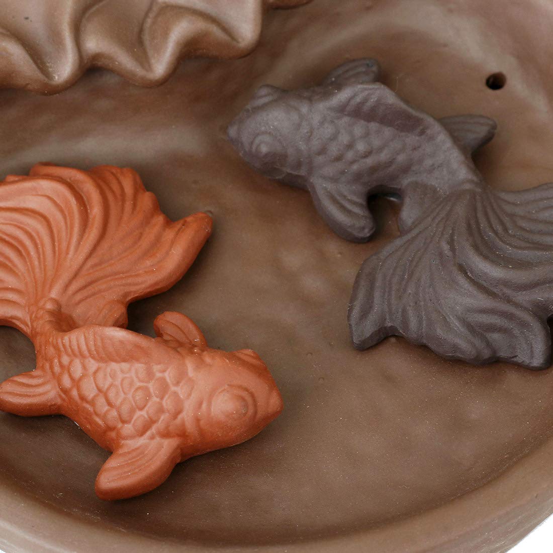 NewEGG Two Fishes Ceramic Purple Clay Smoke Backflow Incense Cone Sticks Burner Holder