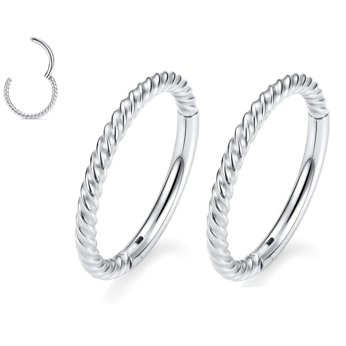 GAGABODY Septum Jewelry: Seamless Septum Clicker Nose Rings - 18 Gauge Hoop, 8mm, Silver Surgical Steel