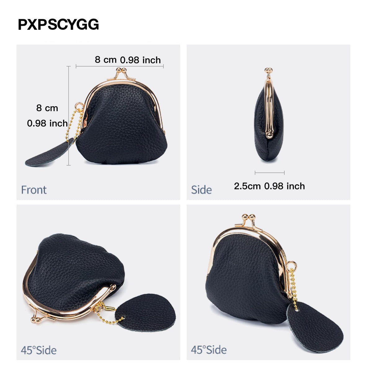 Genuine Leather Small Coin Purse for Women, Vintage Leather Change Purse, Coin Bag with Kiss Lock, Mini Coin Purse for Women's (Black)