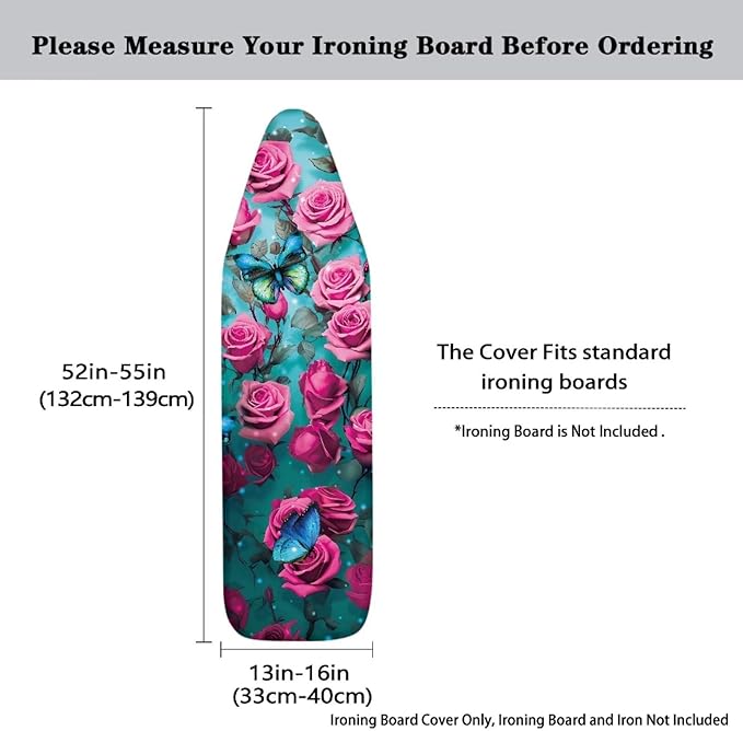 Pink Rose Ironing Board Cover and Pad Heat Reflective Stain Resistant Iron