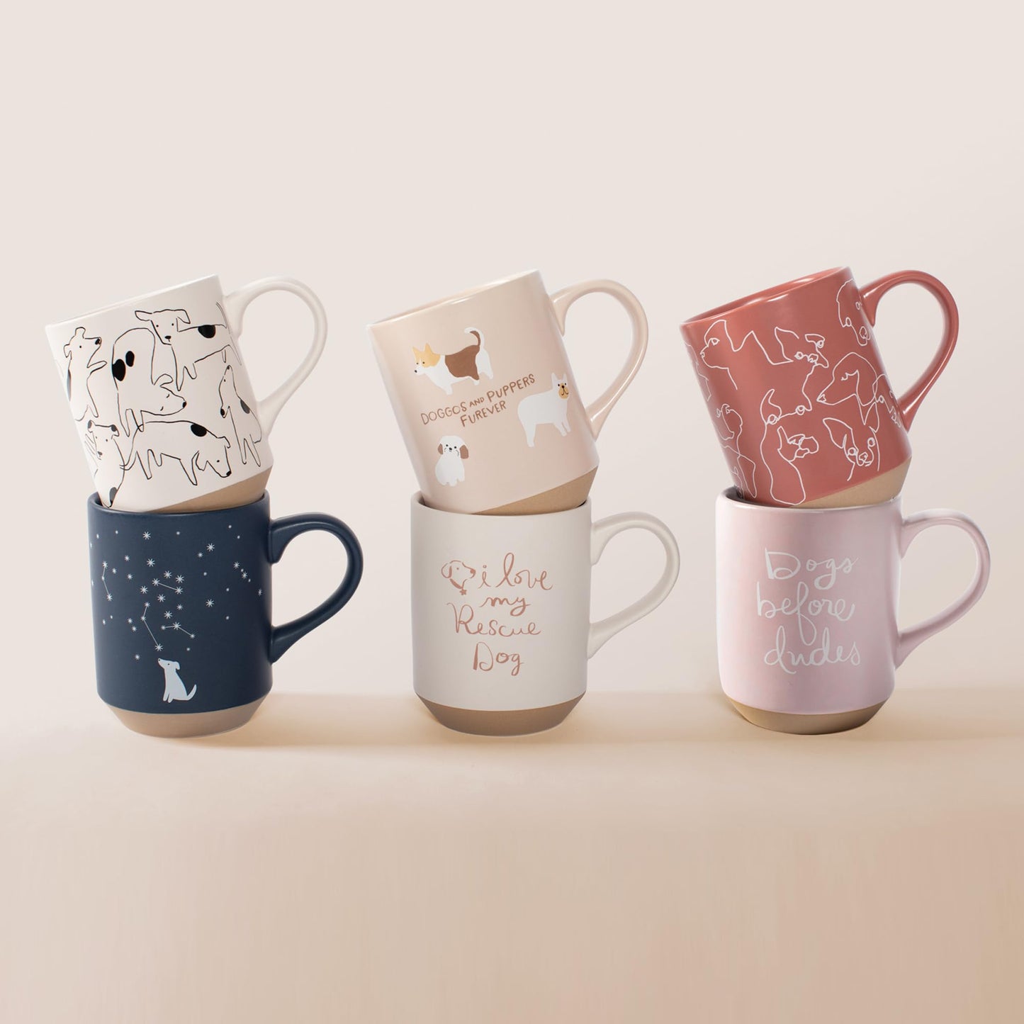 Fringe Studio Celestial Dog Stoneware Mug, 12 fl oz, Navy, 429017