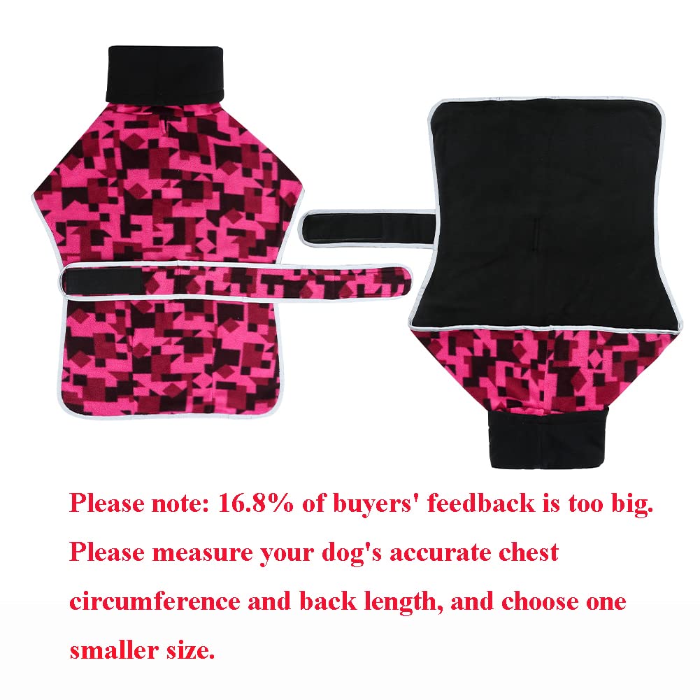 Winter Fleece Jumper for Whippet Greyhound Warm Fleece Lining and Adjustable Bands Pink
