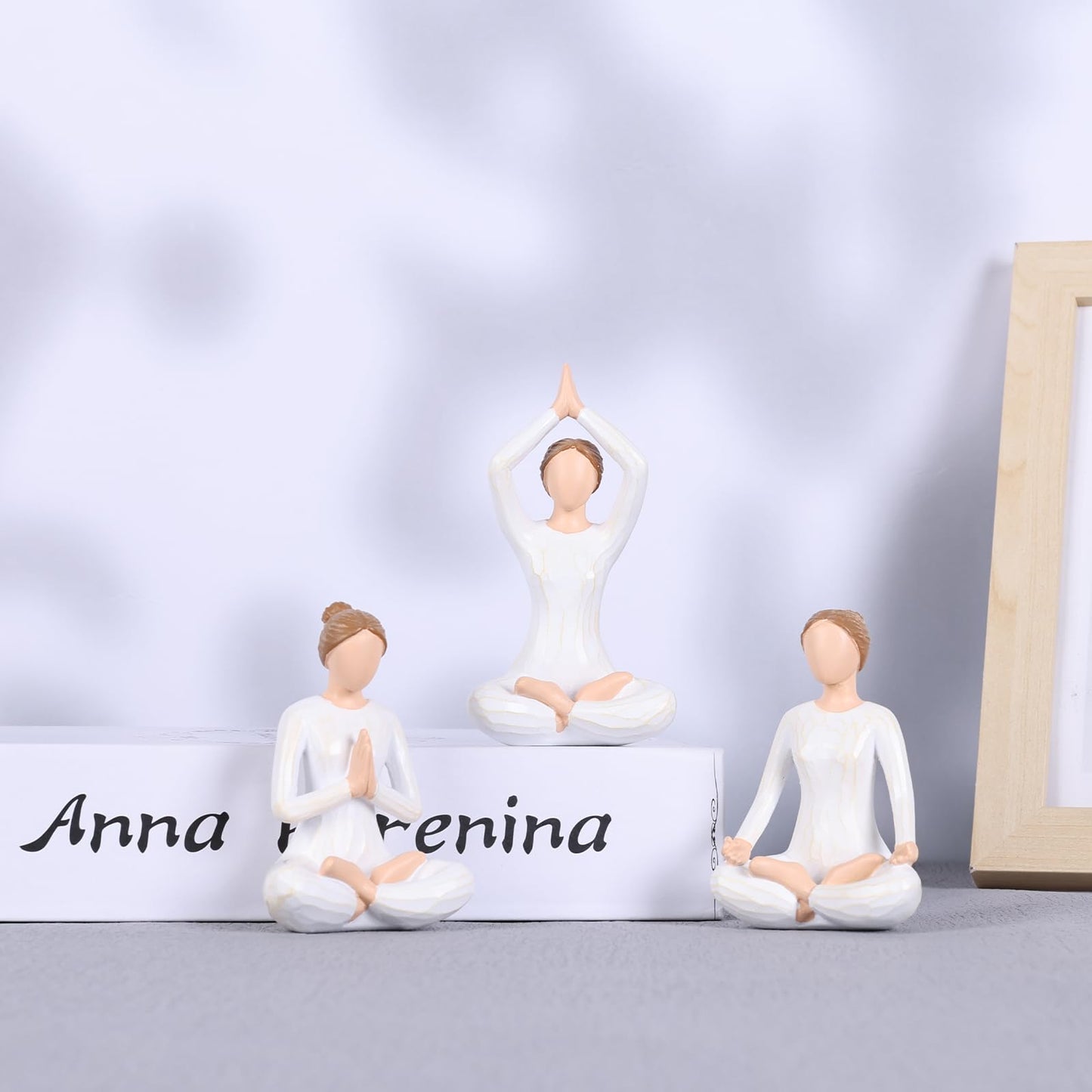 DOVDOV Yoga Figurine Set of 3, Zen Meditation Home Decor, Modern Art Pieces for Living Room Coffee Tables, Offices, Bookshelves, TV Consoles, and Mantelpiece Decorative Sculptures.