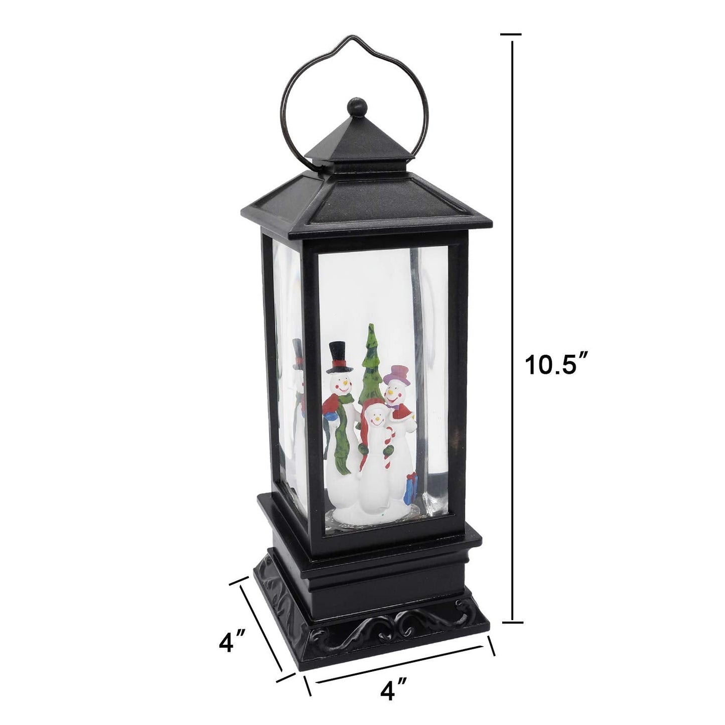 Wondise Lighted Musical Snow Globe Lantern with 6 Hour Timer, 12 Inches USB Powered & Battery Operated Spinning Water and Swirling Glitter Christmas Snow Globe Lantern Gifts(Snowman Family)