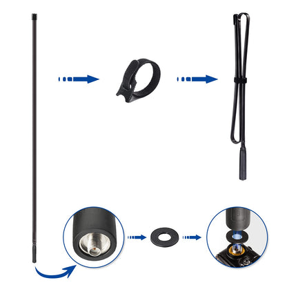 Bingfu Dual Band VHF UHF 136-460MHz 108CM Foldable CS Tactical SMA Female Aerial Antenna for Wouxun Baofeng BF-F8HP UV-5R UV-82 BF-888S GT-3 Handheld Ham Two Way Radio Walkie Talkie