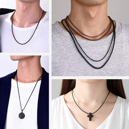 Richsteel Leather Necklace Cord With Clasps Rope Chain Boys Chains Brown Waxed Bracelet Girl Necklaces