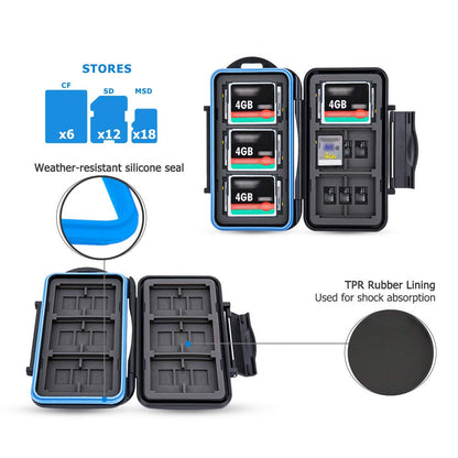 JJC Memory Card Case, SD Card Storage Box for 12 SD Cards + 18 Micro SD + 6 CF Compact Flash Cards (36 Slots)