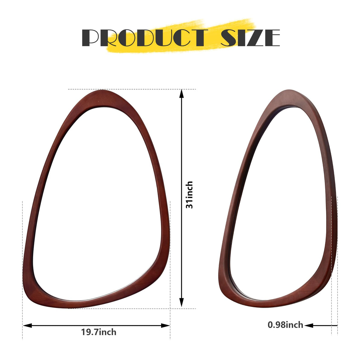 sawsile Irregular Wall Mirror for Bathroom,Wood Asymmetrical Rustic 19.5 x 30.5 inch Farmhouse Vanity Unique Walnut Decorative Large Mirror for Entryway,Bedroom,Living Room,Washroom