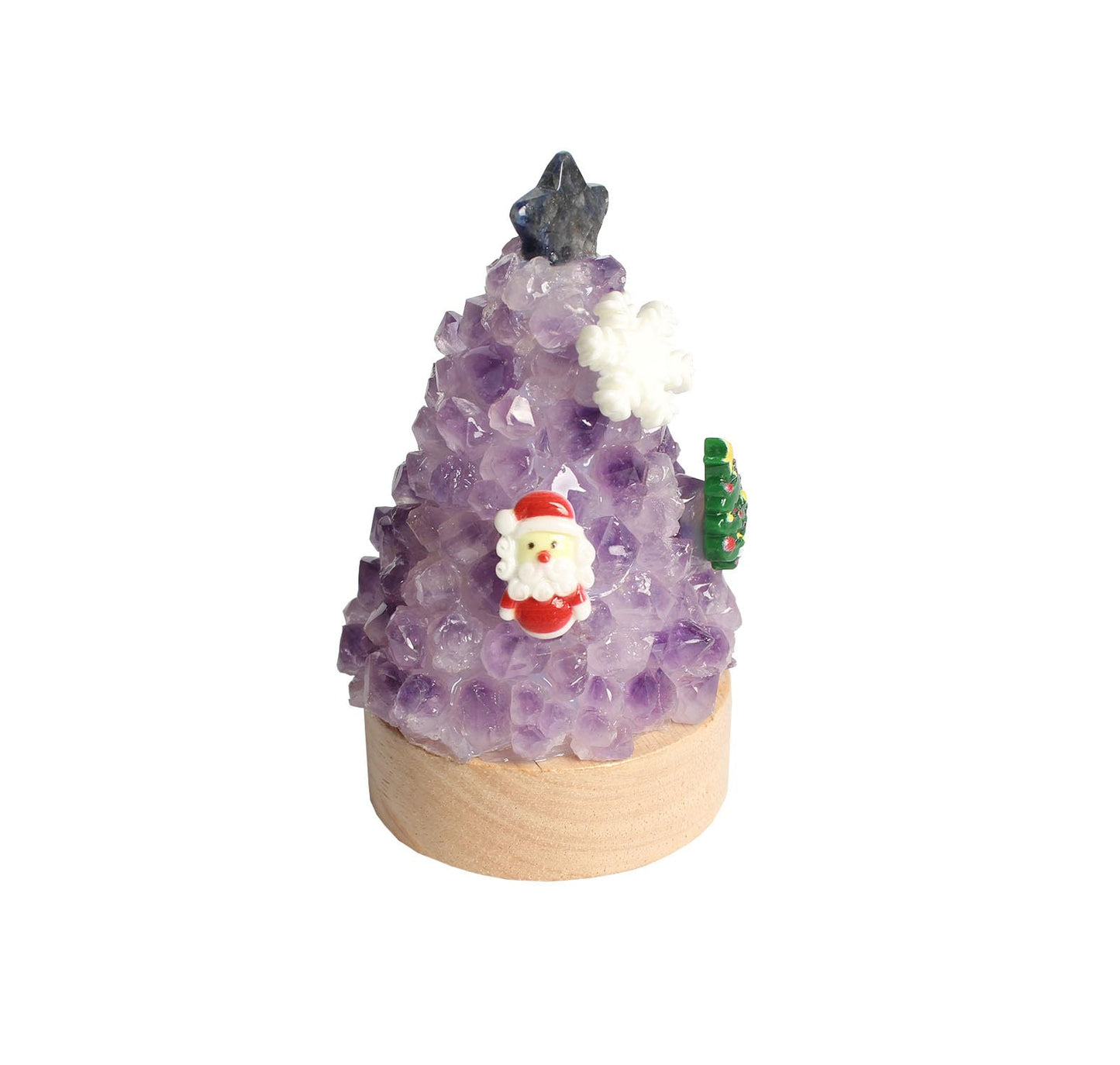Youhot Natural Amethyst Crystal Tree Lamp - Healing Gemstone Pine Tree LED Night Light, 3.7 Inch Small Table Lamp with Wooden Base, Spiritual Home Office Decor, Zen Meditation Gift for Women & Men
