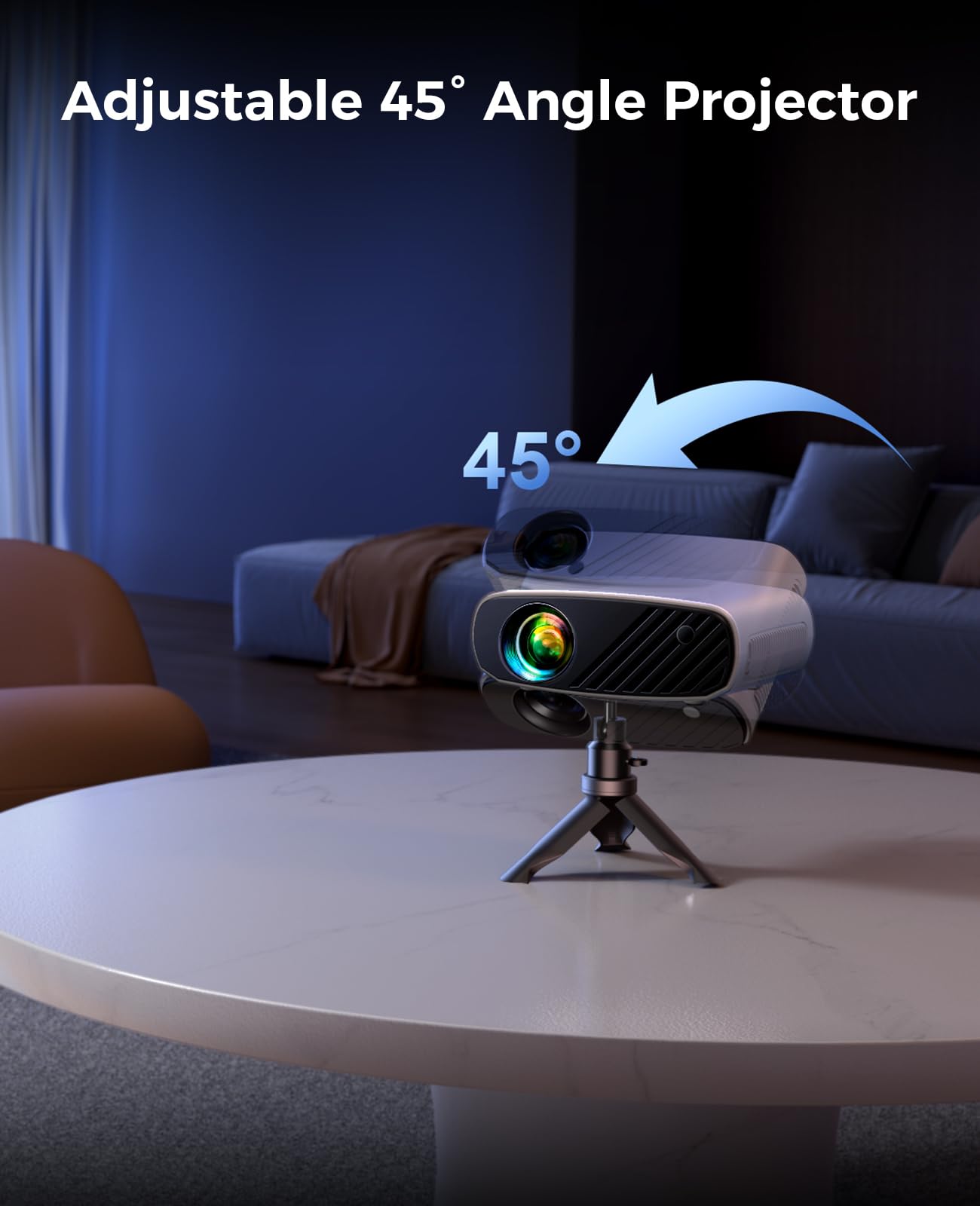 Mini Projector for iPhone, ELEPHAS 2025 Upgraded 1080P HD Projector, 8000L Portable Projector with Tripod, Movie Projector Compatible with Android/iOS/Windows/TV Stick/HDMI/USB