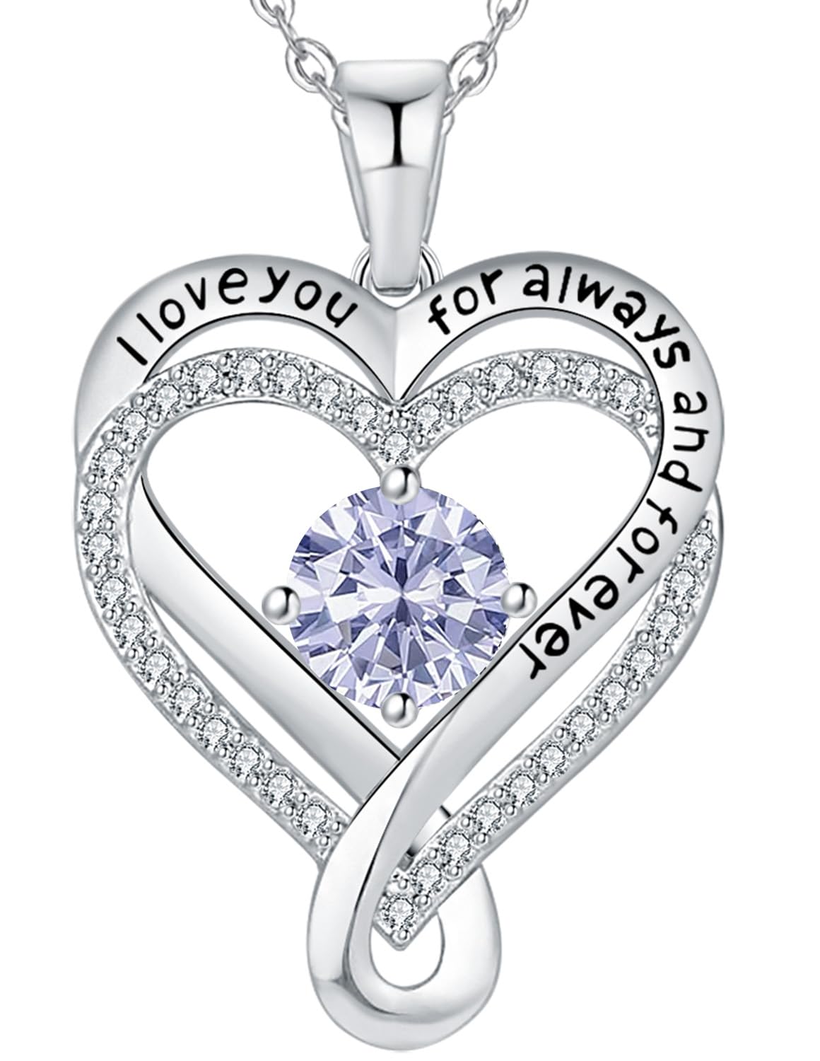Jewelry for Women Wife Infinity Heart Birthstone I Love You Necklace S925 Anniversary Women Necklaces for Her Wife Birthday Gift Ideas, Birthday Present for Girlfriend Mom Daughter Sterling Silver