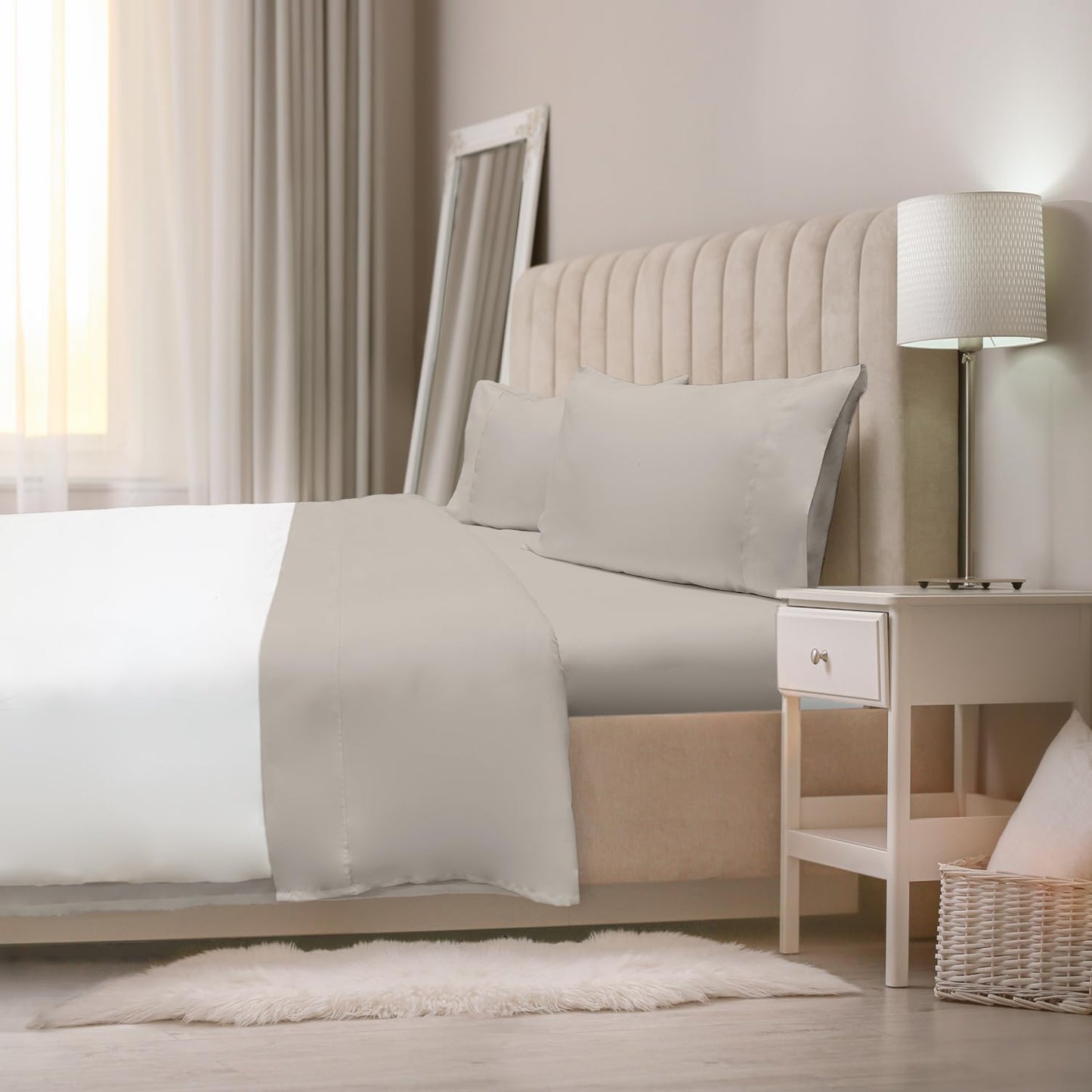 Jennifer Adams Eternal Sheet Set, 4-Piece Microfiber Sheets & Pillowcases - Ultra-Soft, Breathable and Wrinkle-Resistant (Linen, King)