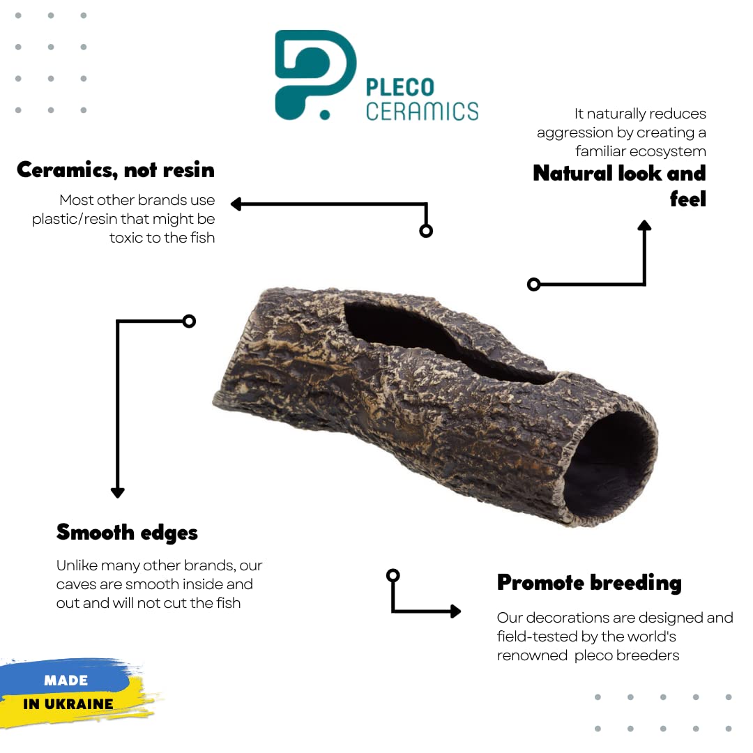 Plecoceramics Large Pleco Cave Breeding Ceramic Decorations Fish Tank Aquarium (1 pcs Scape Log)