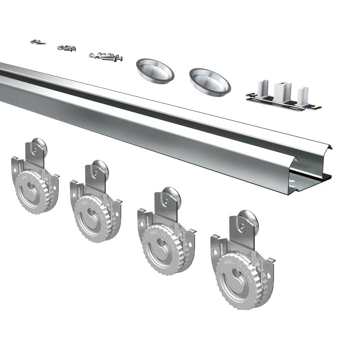 Bypass Sliding Door Hardware 96", Bypass Wardrobe Closet Door Track Set, Smoothly and Quietly, for 2 Door System