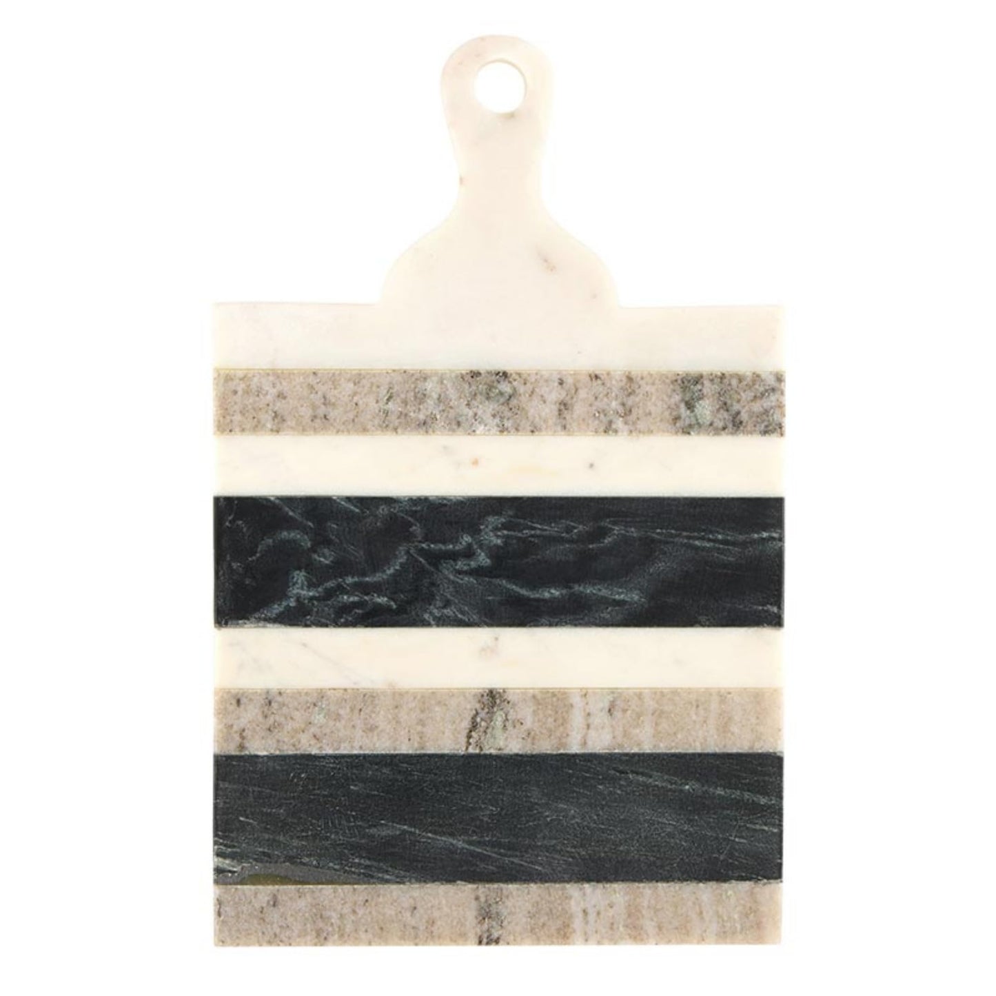 Santa Barbara Design Studio Charcuterie Boards Marble Serving Board Tray for Cheese, Meat, and Fruit, 10.75" x 7", Black/White/Tan Stripes