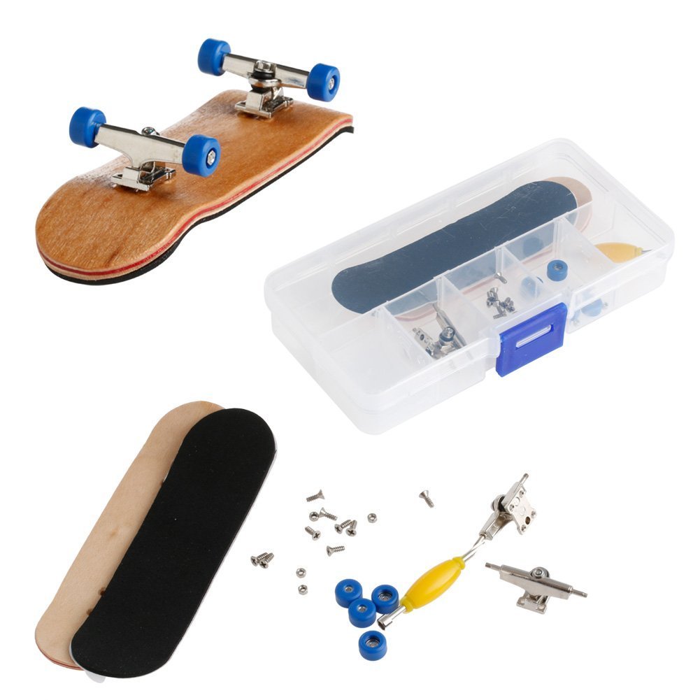 Lottoyday 1 Pack Professional Mini Maple Wooden Fingerboards, Finger Skateboard Toy Set for Kids (White)