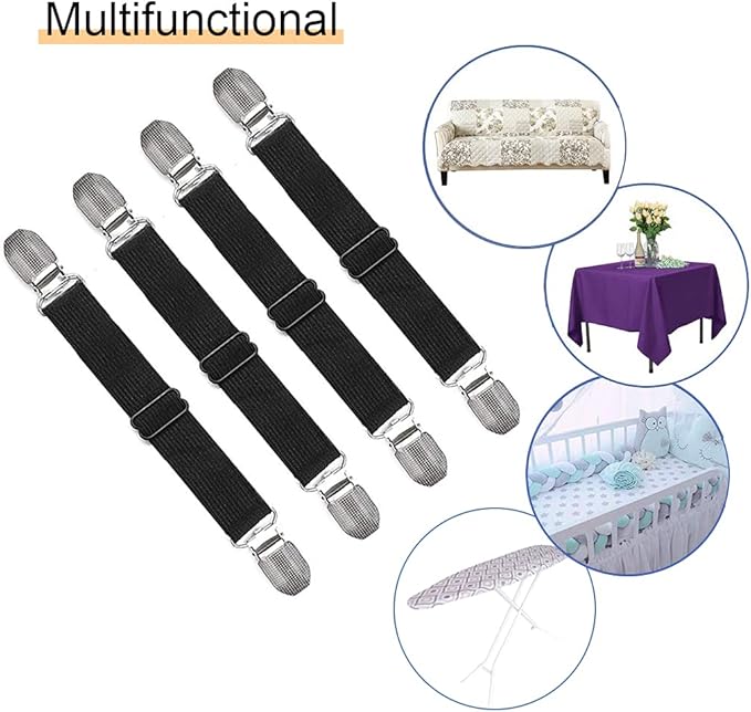 4Pcs Adjustable Crisscross Fitted Sheet Band Straps Grippers Suspenders