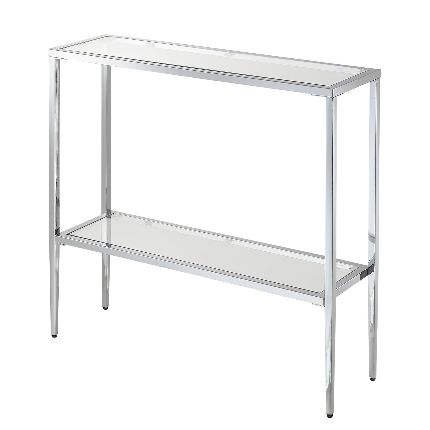 Convenience Concepts Nadia Chrome Entryway Table 31.5" - Contemporary Modern Sofa Console Table with Storage Shelf, Narrow Minimalist Hall Table for Living Room, Bedroom, Bathroom, Glass/Chrome