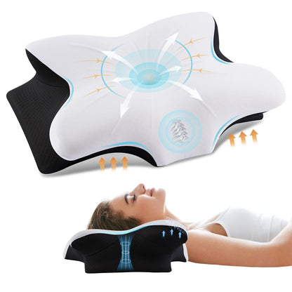 Cervical Pillow for Neck and Shoulder, Ergonomic Contour Memory Foam Pillows for Sleeping, Cooling Neck Support Pillow for Back Stomach Side Sleeper Dark Grey