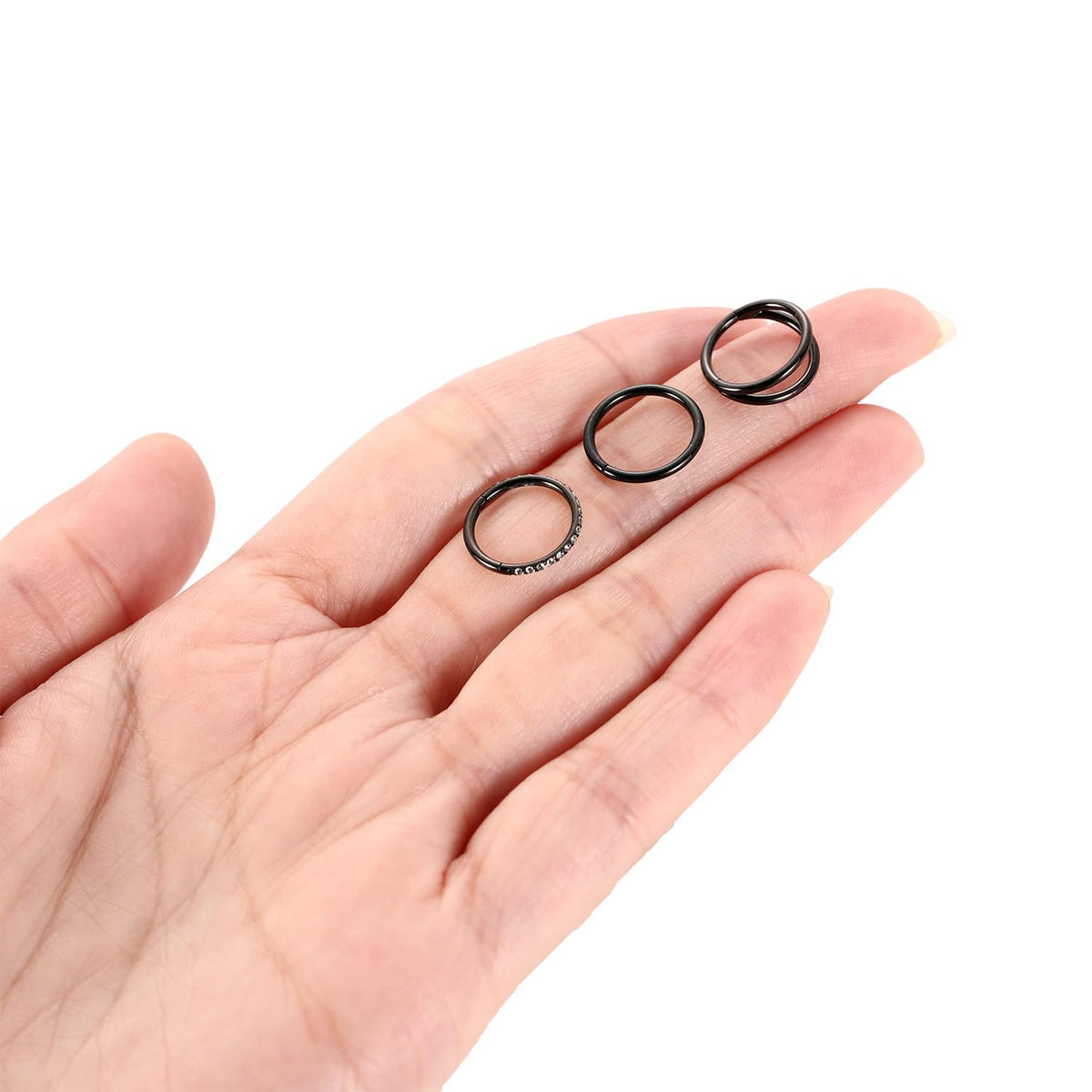 GAGABODY Conch Piercing Jewelry Nose Ring Hoop Earrings 20g Nose Hoop Black 6mm Septum Jewelry Surgical Steel Septum Ring with CZ Septum Clicker Lip Rings Helix Earring Double Hoop Cartilage Earring