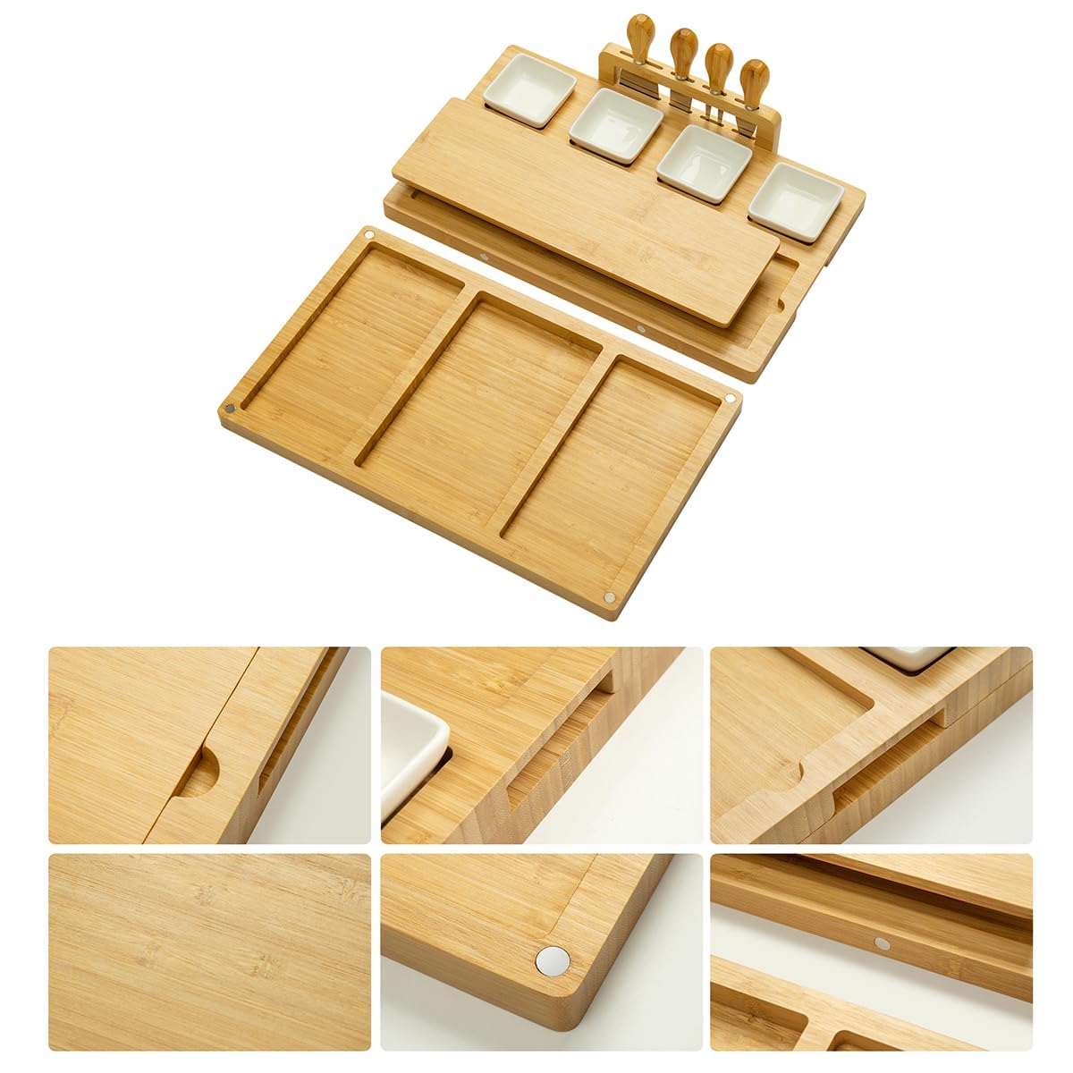 drmvalg Charcuterie Board Cheese Tray Set with Stainless Steel Knives, Slates and Bowls. Gift for Housewarming, Wedding Couple, Bridal Shower (cb001)