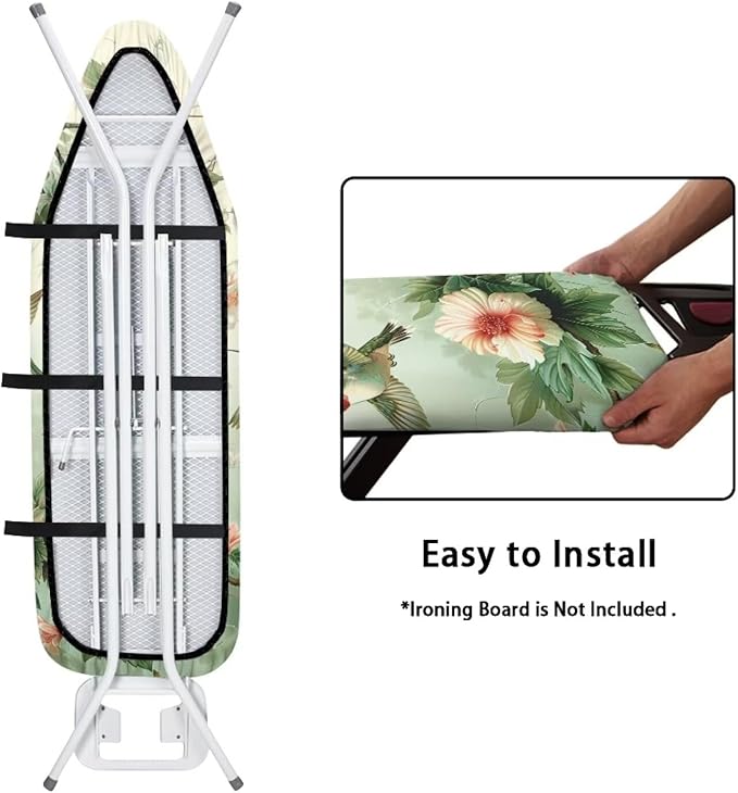 Hummingbird Floral Ironing Board Cover Resist Scorching and Staining, 15x54