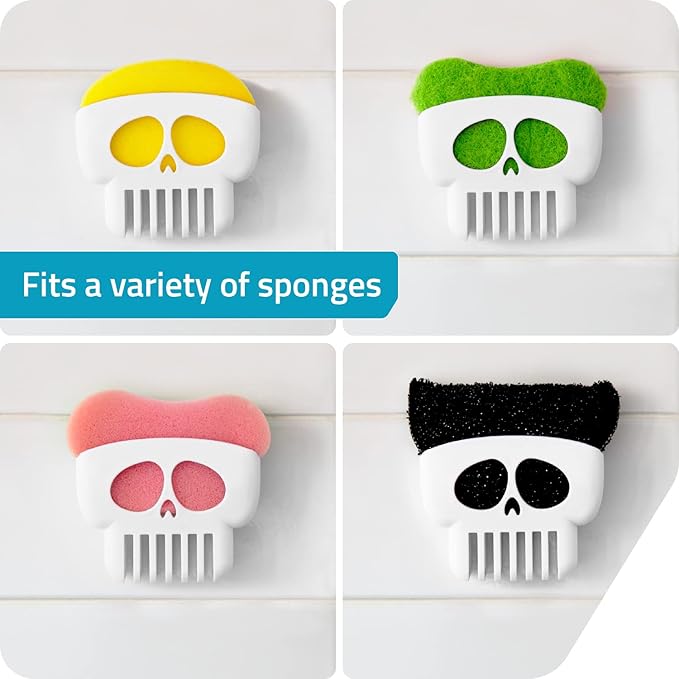 PELEG DESIGN Brain Drain White Skull Sponge Holder