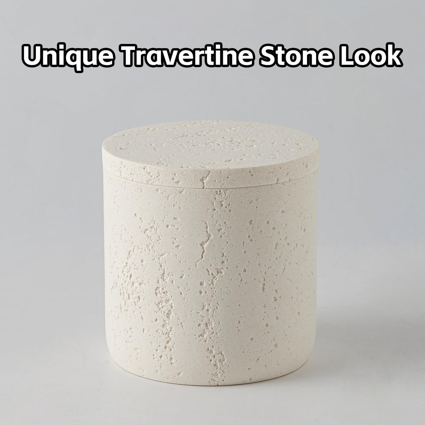 WUUAHOME Bathroom Accessories Set, 4 Piece Travertine Stone Look Collection, Modern Bath Organizer with Soap Dispenser, Toothbrush Holder, Tumbler, Vanity Tray for Countertop Kitchen Sink (Off White)