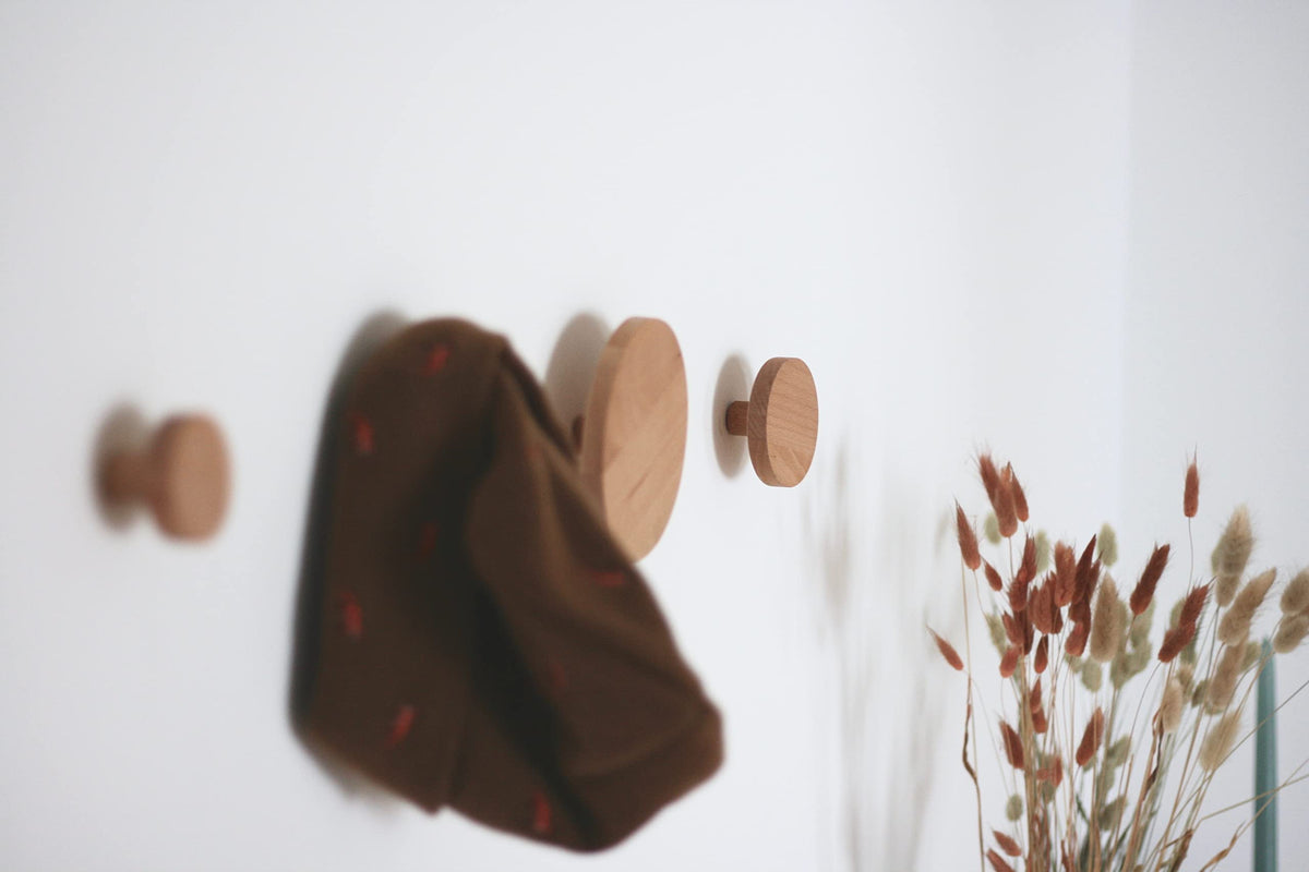anaan Bubble Wood Wall Hooks Modern Decorative Coat Hooks for Wall Set of 4