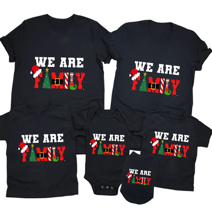 Merry and Bright Shirt Christmas T-Shirts for Family Couple Outfit Tee Christmas Top Parent-Child Short Sleeves, Men, S, Black7