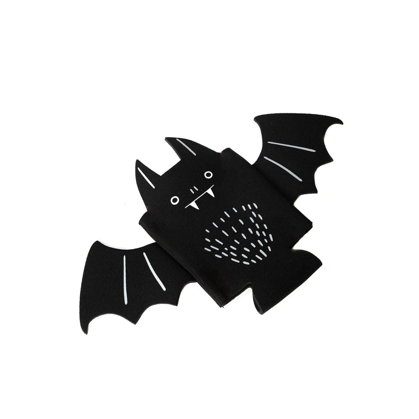 6 Pack Cute Can Coolers Sleeves, Cute Insulated Neoprene Standard Can Covers for Beer, Soda & Drinks, Holiday Party Decorations, Non-Slip Drink Holders for Christmas, New Year (Black Bat)