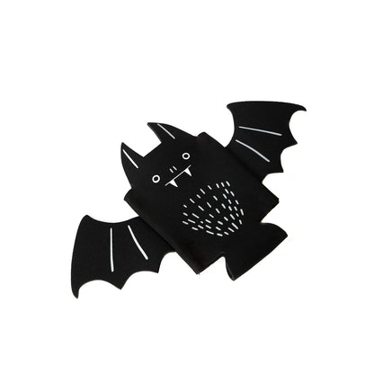 6 Pack Cute Can Coolers Sleeves, Cute Insulated Neoprene Standard Can Covers for Beer, Soda & Drinks, Holiday Party Decorations, Non-Slip Drink Holders for Christmas, New Year (Black Bat)