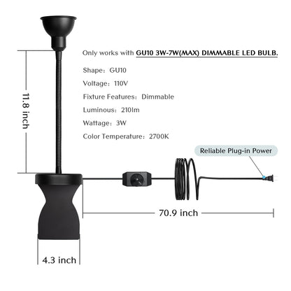 Solfres Patented Innovative Design Headboard Reading Light. No Drilling Golden Book Light for Bedtime Reading. Dimmable LED Book Reading Lamp with Bulb. Movable & Flexible, Black