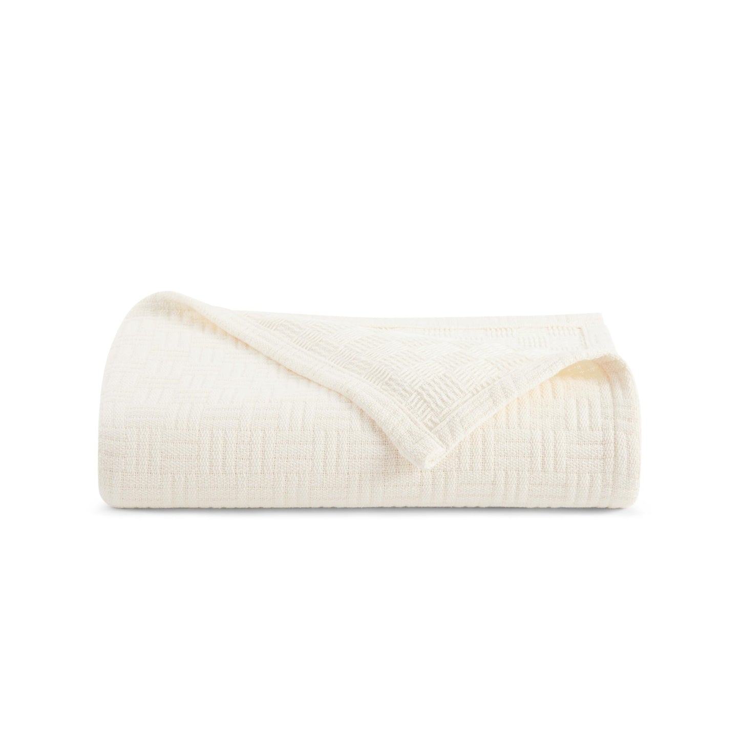 Arkwright Basket Weave Throw Blanket - 100% Ringspun Cotton All Season Throws, Luxury Hotel Quality, Soft on Skin, Breathable, 300 GSM for Bed, Sofa, and Chair, 50 X 70 in, Ivory