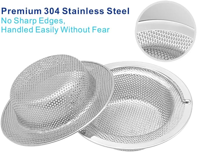 2 Pack Premium 304 Stainless Steel Kitchen Sink Strainer