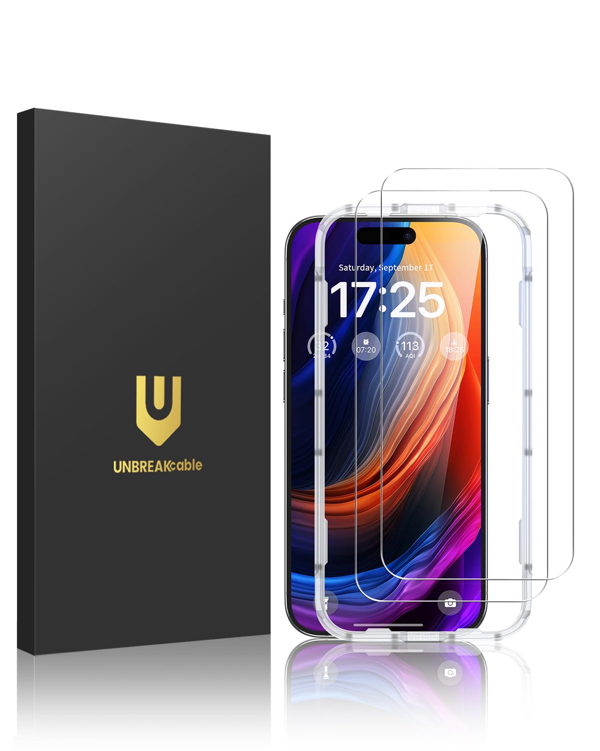 UNBREAKcable 2-Pack Screen Protector for iPhone 16e/13/13 Pro/14, Double Shatterproof Tempered Glass [Easy Installation] [9H Hardness] [99.99% HD] [Case Friendly] for Apple 13 Pro/13/14/16e 6.1 inch