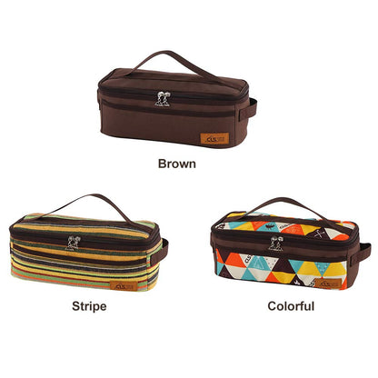 Camping Travel Cooking Utensils Organizer Travel Bag with Net Pockets, Portable Pouch for BBQ Camp Cookware Kitchen Kit,13x5.1x4.9inch (Oxford Cloth, Nylon, Metal)