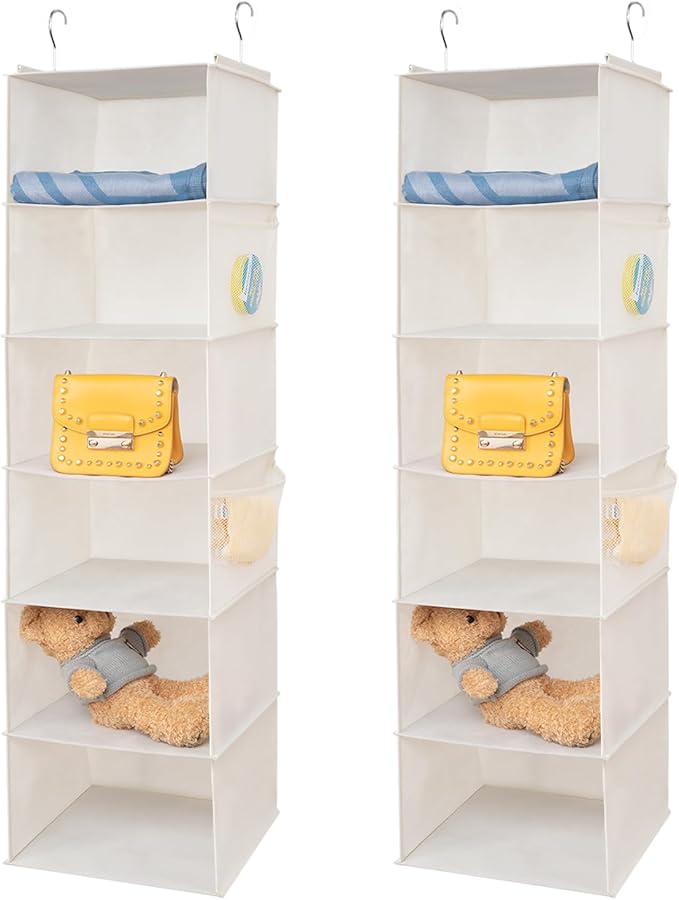 6 Shelves Hanging Closet Organizer, 2 Pack Hanging Storage