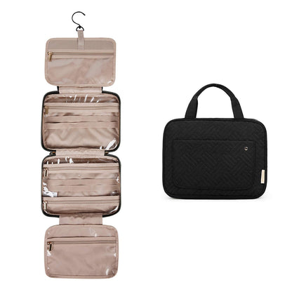 BAGSMART Hanging Toiletry Bag Travel Large Capacity Wash Bag Womens Makeup Cosmetic Bag, Travel Accessories for Full Sized Container (Medium-Black)