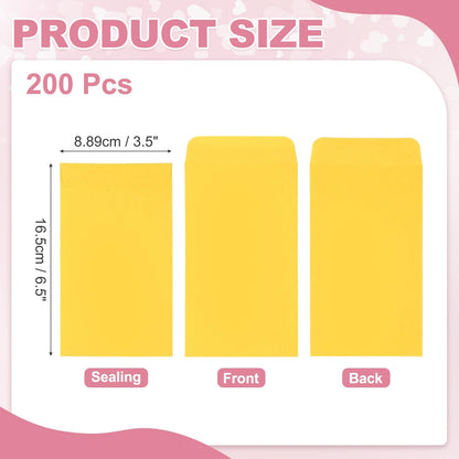 PATIKIL Money Envelope 6.5" x 3.5", 200Pcs Cash Envelopes Money Holder Bags Budgeting Saving Challenge Letter for Gift Coins Checks Tickets Jewelry Passport Card, Gold Yellow