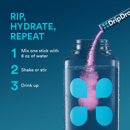 DripDrop Hydration - Bold Variety Pack - Electrolyte Drink Mix Single Serve Hydration Powder Packets - Watermelon, Berry, Lemon, Orange | Non-GMO, Gluten Free, Vegan | 16 Sticks