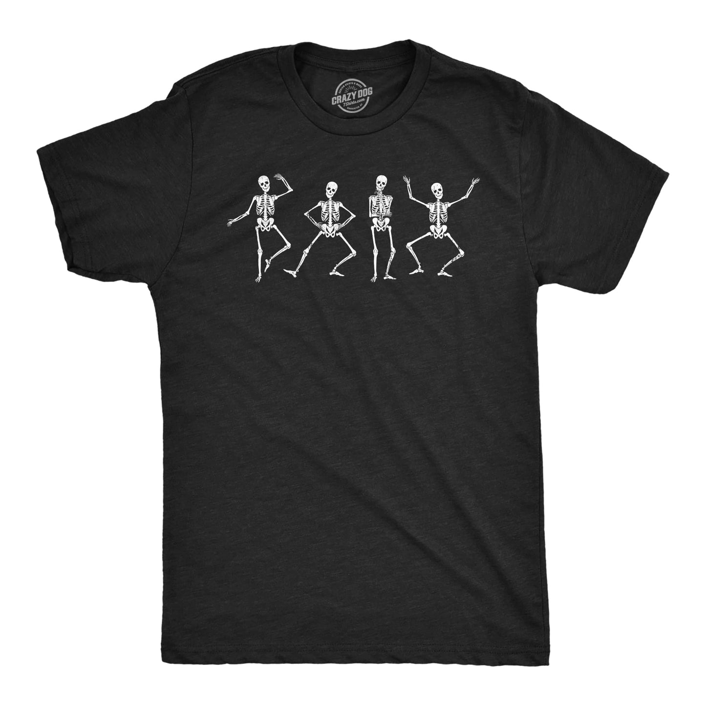Mens Dancing Skeletons T Shirt Funny Halloween Party Spooky Boogie Tee for Guys Funny T Shirts Halloween Apparel for Men Novelty Tees for Guys Black - L