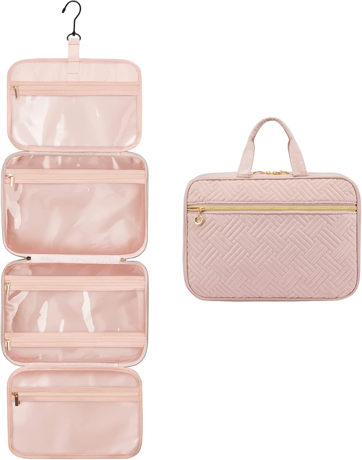 LOVEVOOK Toiletry Bag Hanging Travel Wash Bags for Women, Waterproof Toiletries Makeup with Hook, Cosmetic Organizer Ladies Large, for Full Sized Container