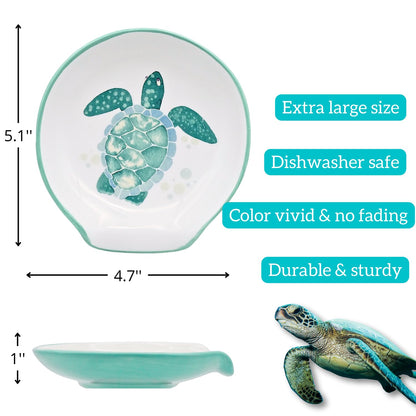 Turtle Spoon Rest - Coastal Ocean Nautical Decor, Teal Kitchen Accessories, Turquoise Hawaiian Beach Themed Decor for Stove Top Counter, Cute Sea Turtle Christmas Gifts