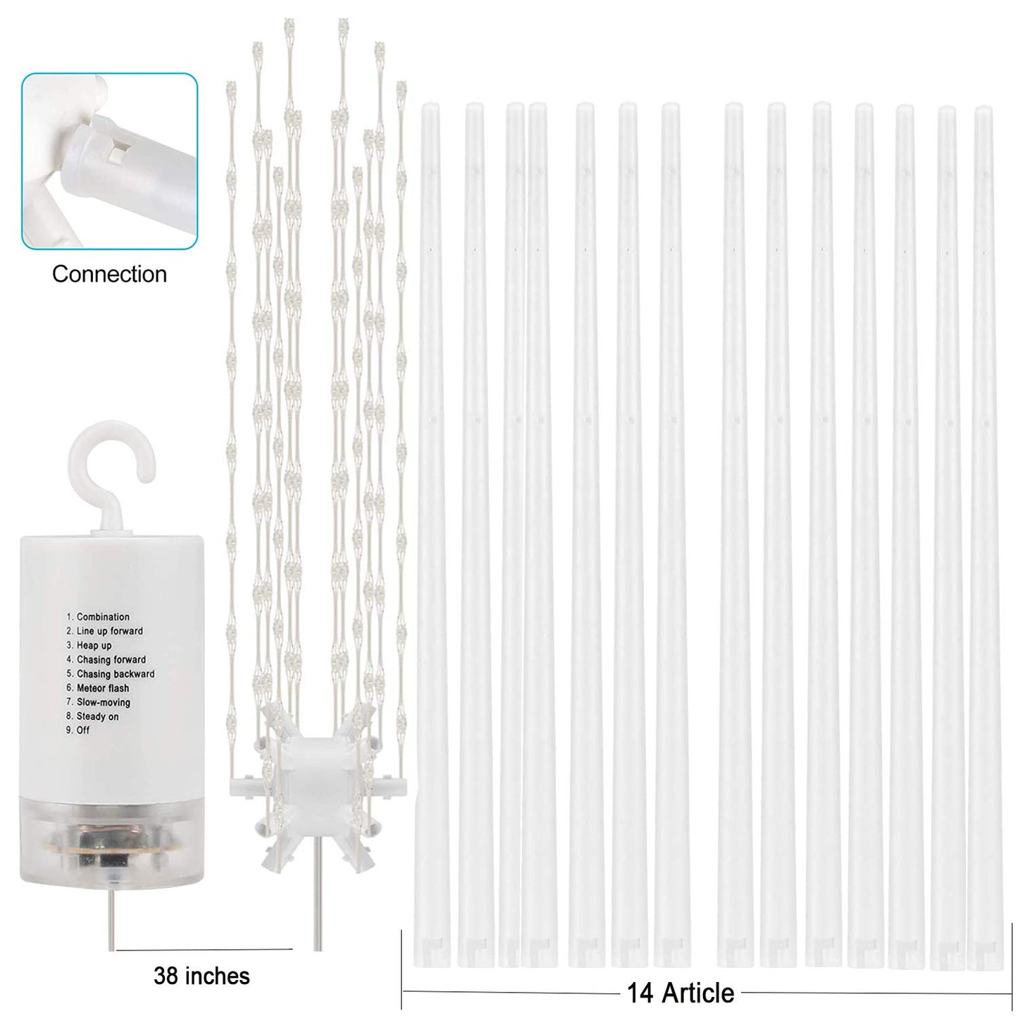 Tiandirenhe Hanging Starburst Light,112 LED Firework Fairy Starburst String Lights Hanging Star Lights with Remote, 8 Lighting Modes Operated, Starry Light for Garden Party Christmas (Warm White)