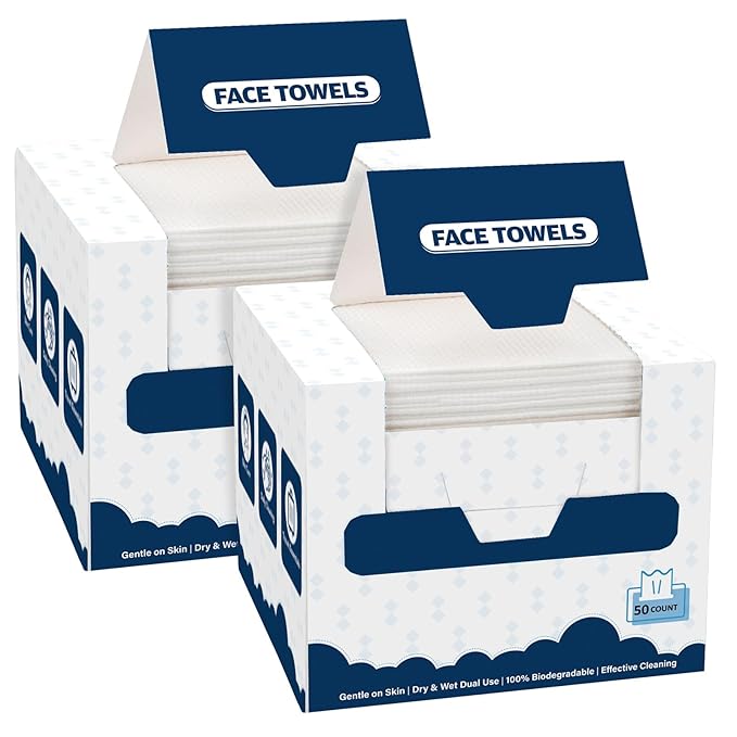 GLIMGLINT Face Towels, Biodegradable Makeup Remover Dry Wipes, Super Soft Clean