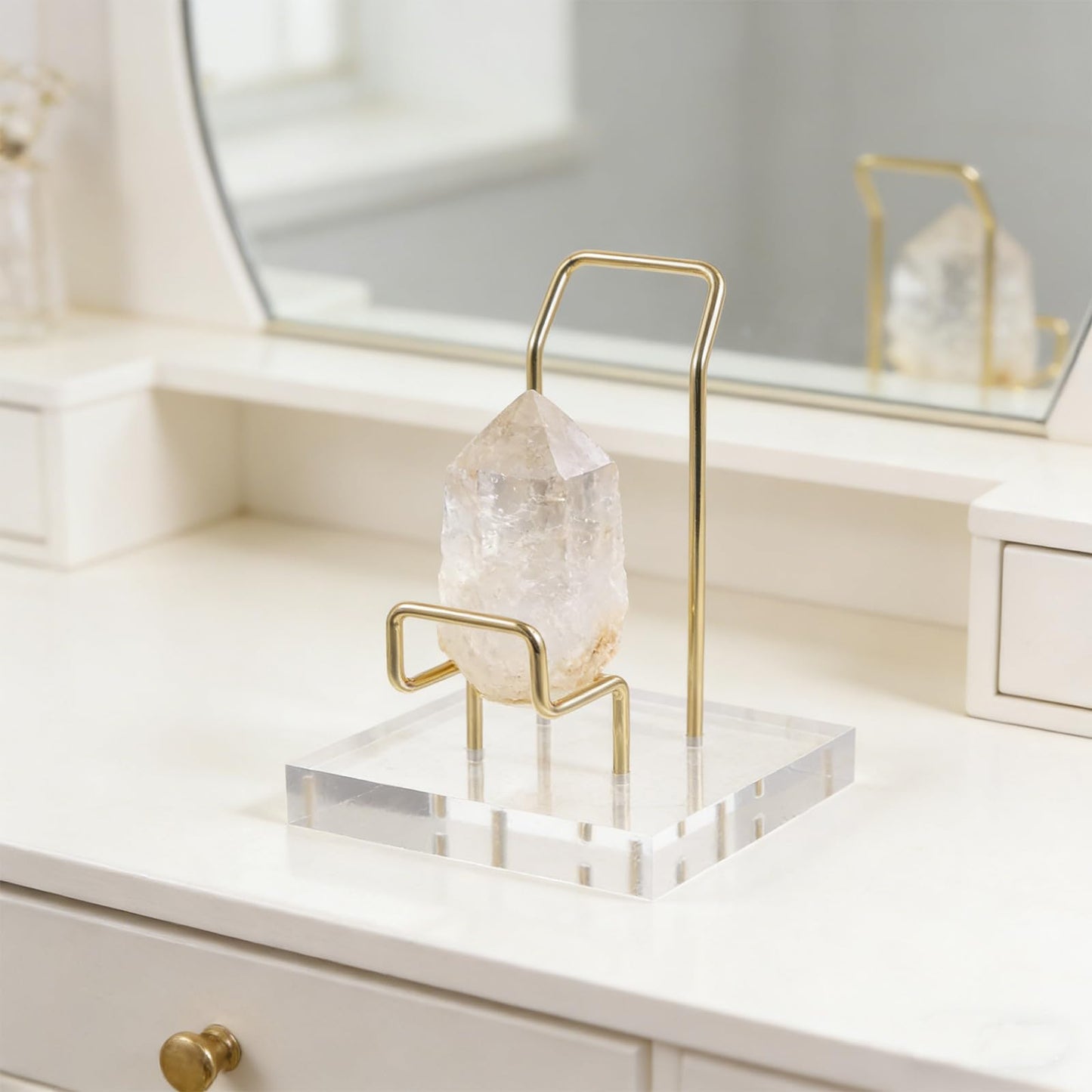 FUOYLOO Acrylic Crystal Mineral Display Shelf, Modern Transparent Organizer Rack for Natural Stone, Ore, Jewelry, for Retail Store/Office/Party Decoration
