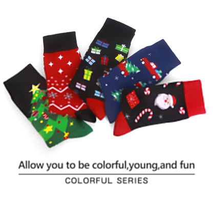 WeciBor Men's 5 Pack Novelty Christmas Crew Socks for Stocking Stuffers Adults