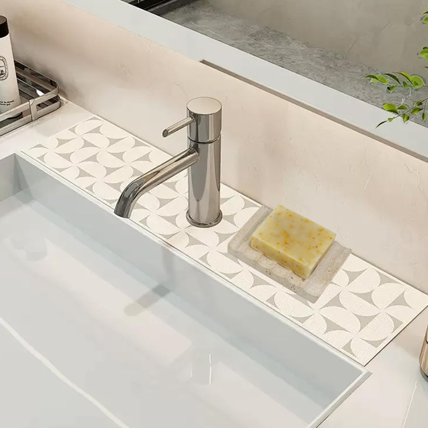 Shonmogar Natural Travertine Soap Dish, Draining Soap Dish for Shower, Stone Bar Soap Holder with Feets,Gorgeous for Soap Tray for Bathroom Shower Kitchen Counter Sink, Beige